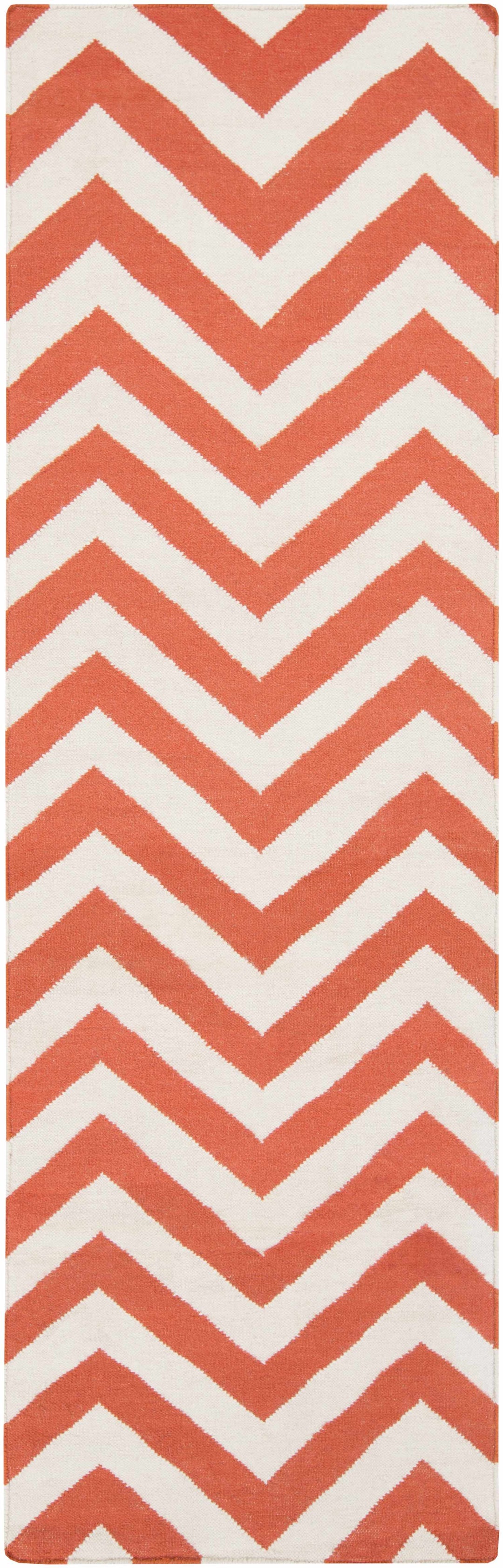 Hobgood Contemporary Geometrical Orange Hand Woven Area Rug