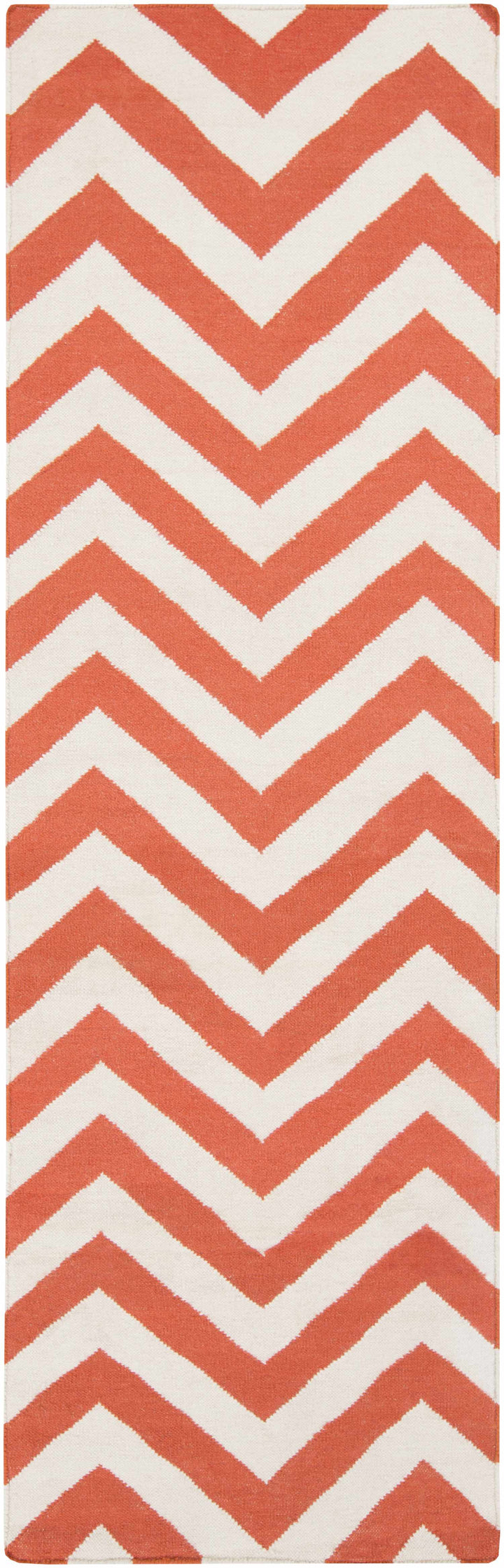 Hobgood Contemporary Geometrical Orange Hand Woven Area Rug