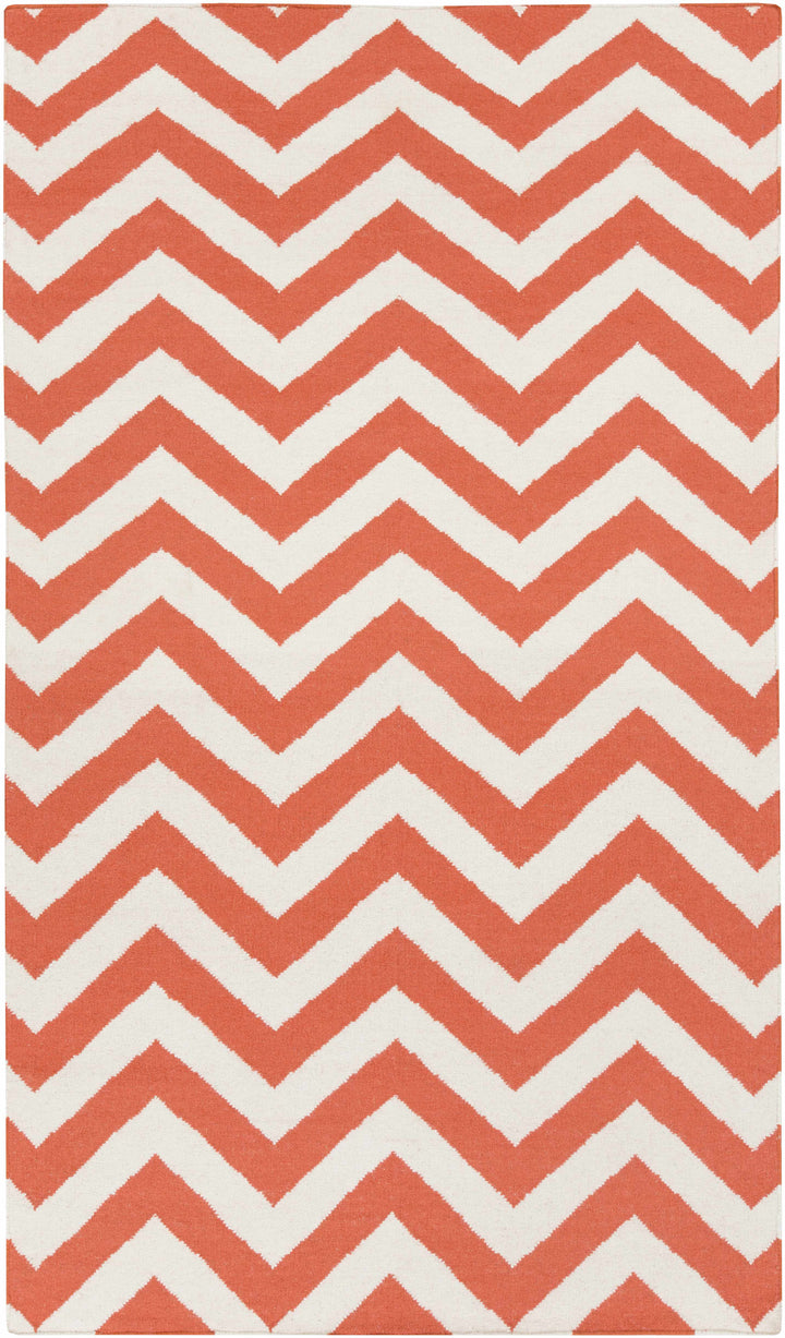 Hobgood Contemporary Geometrical Orange Hand Woven Area Rug