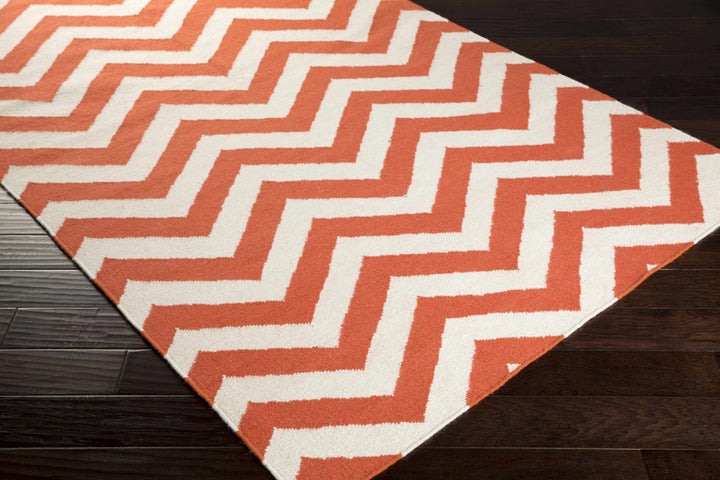 Hobgood Contemporary Geometrical Orange Hand Woven Area Rug