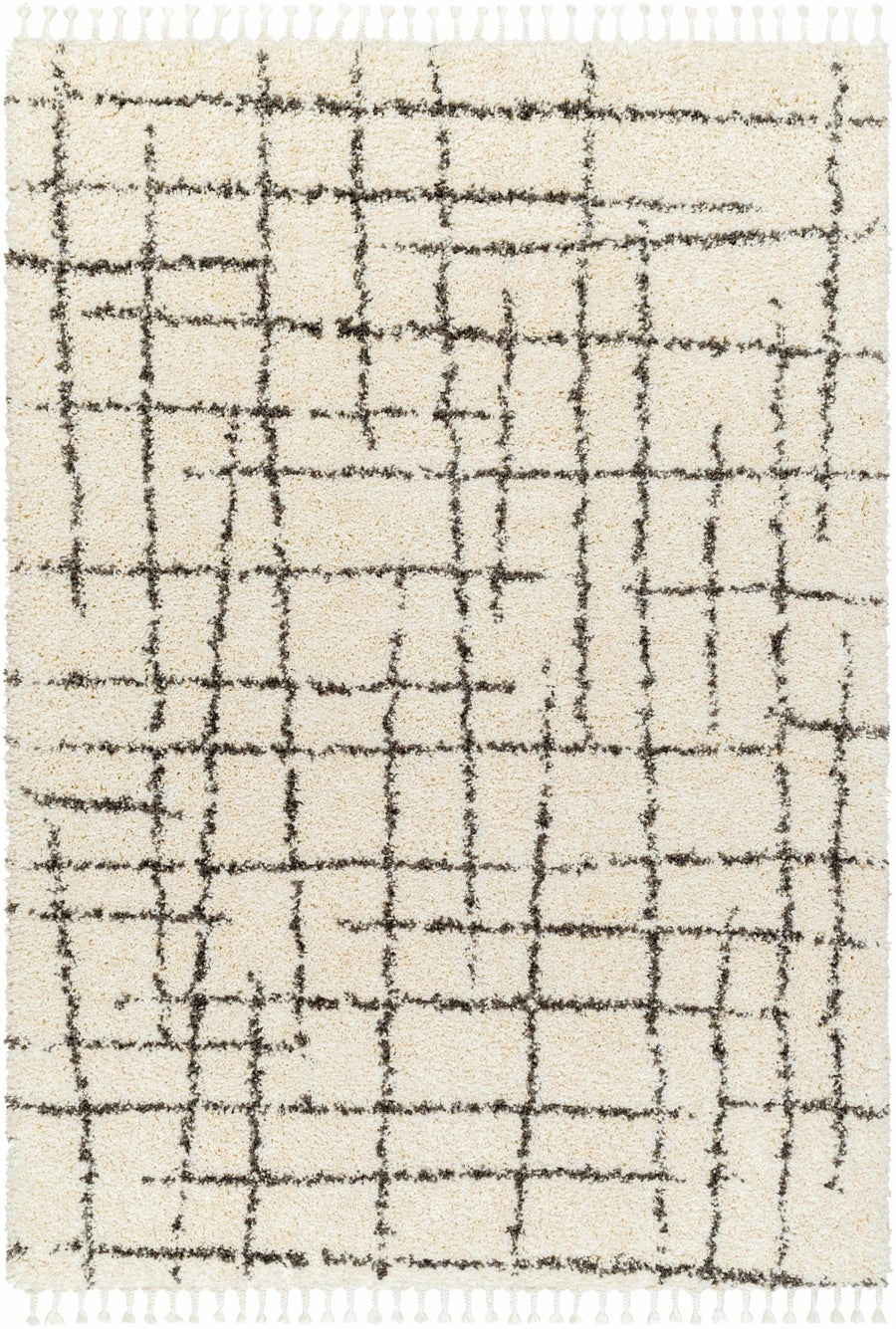 Hodor Plush Contemporary Ivory And Black Area Rug - The Rug Decor
