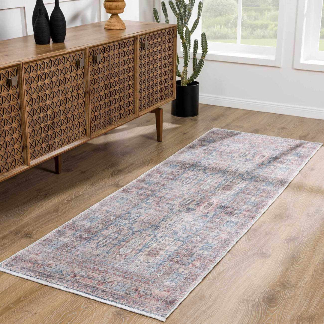 Holi Traditional Transitional Gray And Rust Washable Rug - The Rug Decor