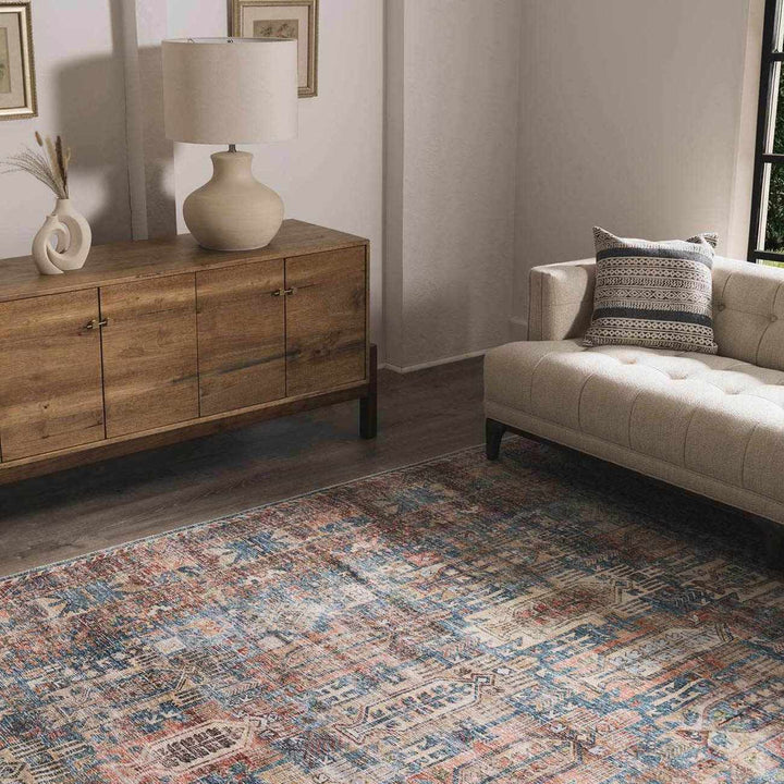 Holi Traditional Transitional Gray And Rust Washable Rug - The Rug Decor