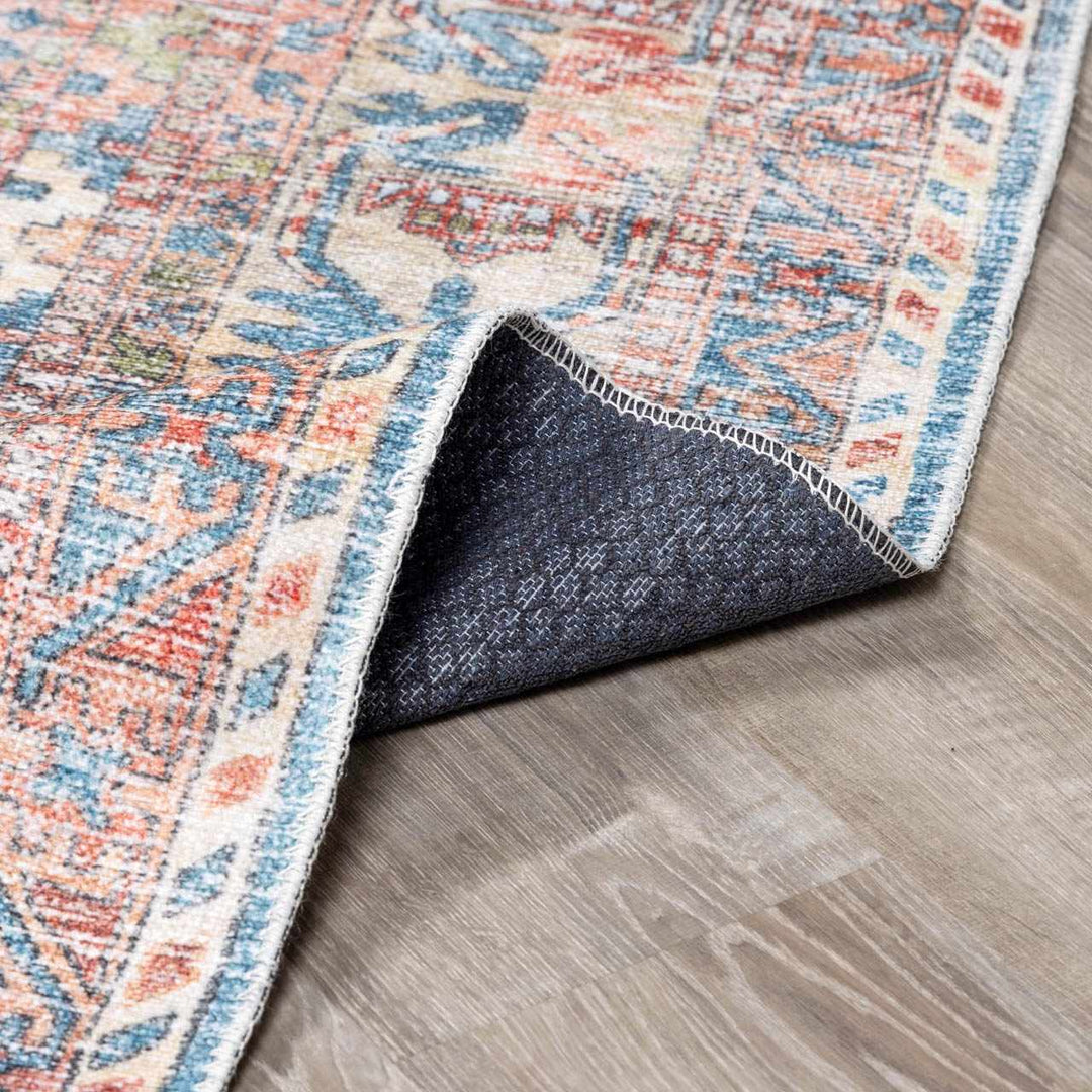 Holi Traditional Transitional Gray And Rust Washable Rug - The Rug Decor