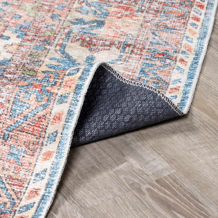 Holi Traditional Transitional Gray And Rust Washable Rug - The Rug Decor