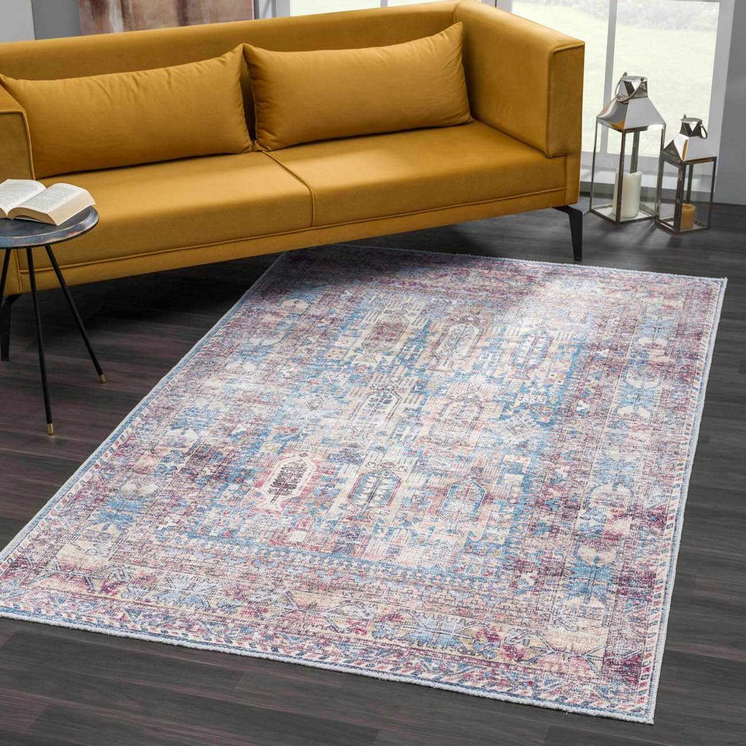 Holi Traditional Transitional Gray And Rust Washable Rug - The Rug Decor