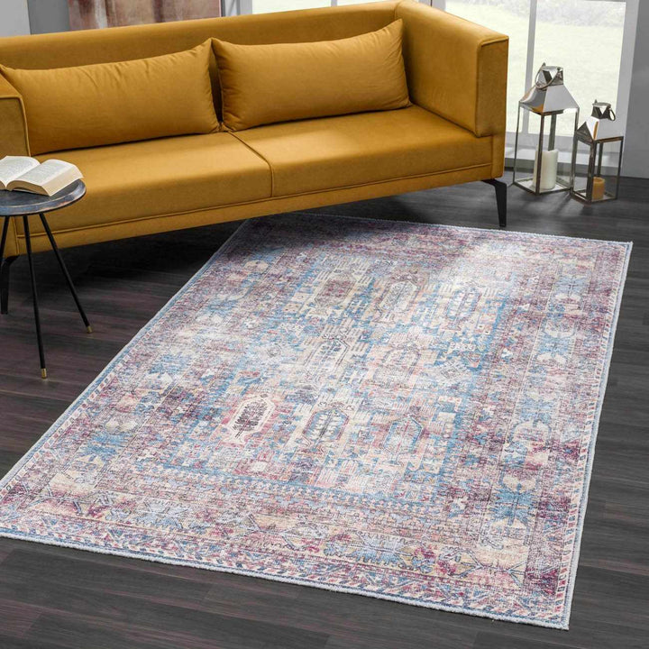 Holi Traditional Transitional Gray And Rust Washable Rug - The Rug Decor