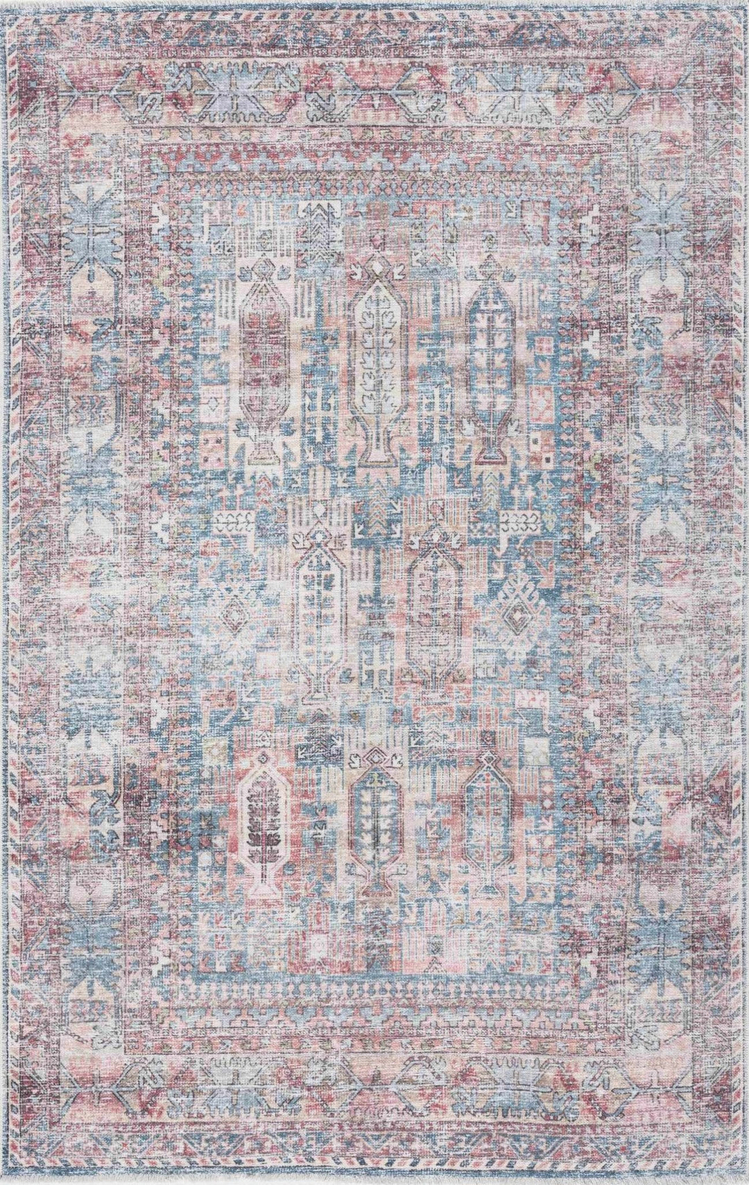 Holi Traditional Transitional Gray And Rust Washable Rug - The Rug Decor