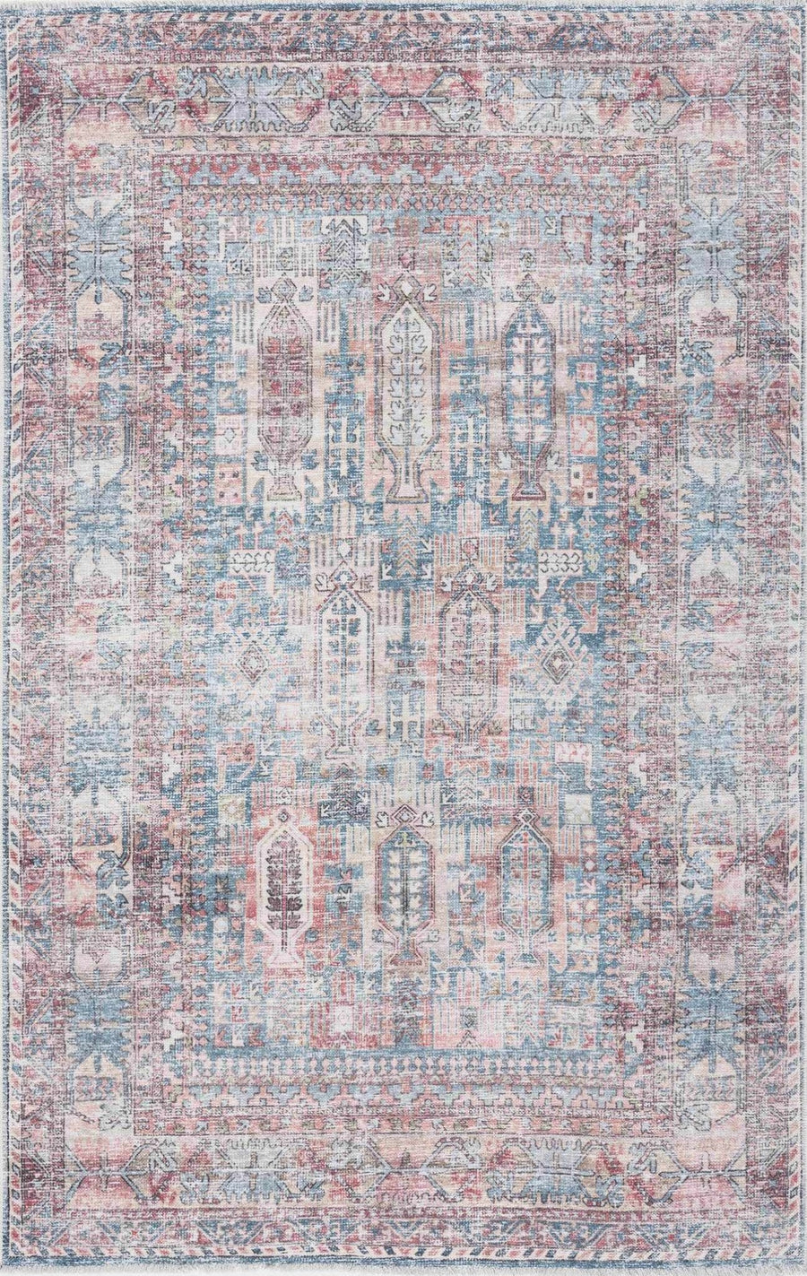 Holi Traditional Transitional Gray And Rust Washable Rug - The Rug Decor