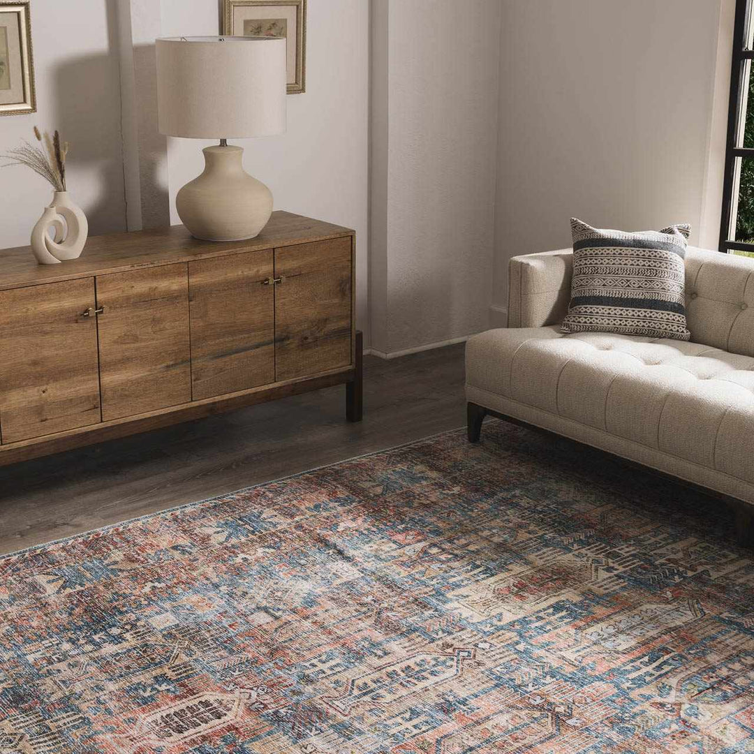 Holi Traditional Transitional Gray And Rust Washable Rug - The Rug Decor