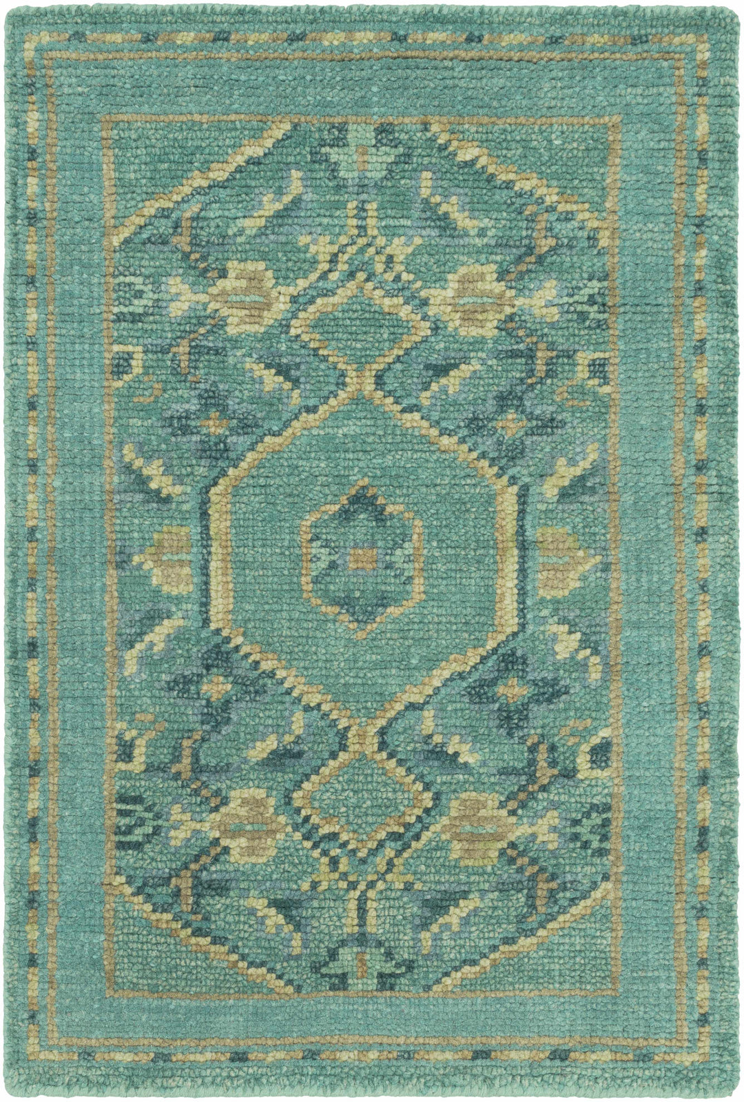 Honesdale Traditional Style Green And Beige Hand Knotted Area Rug