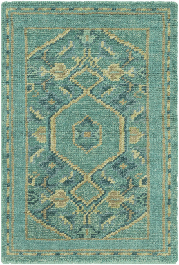 Honesdale Traditional Style Green And Beige Hand Knotted Area Rug