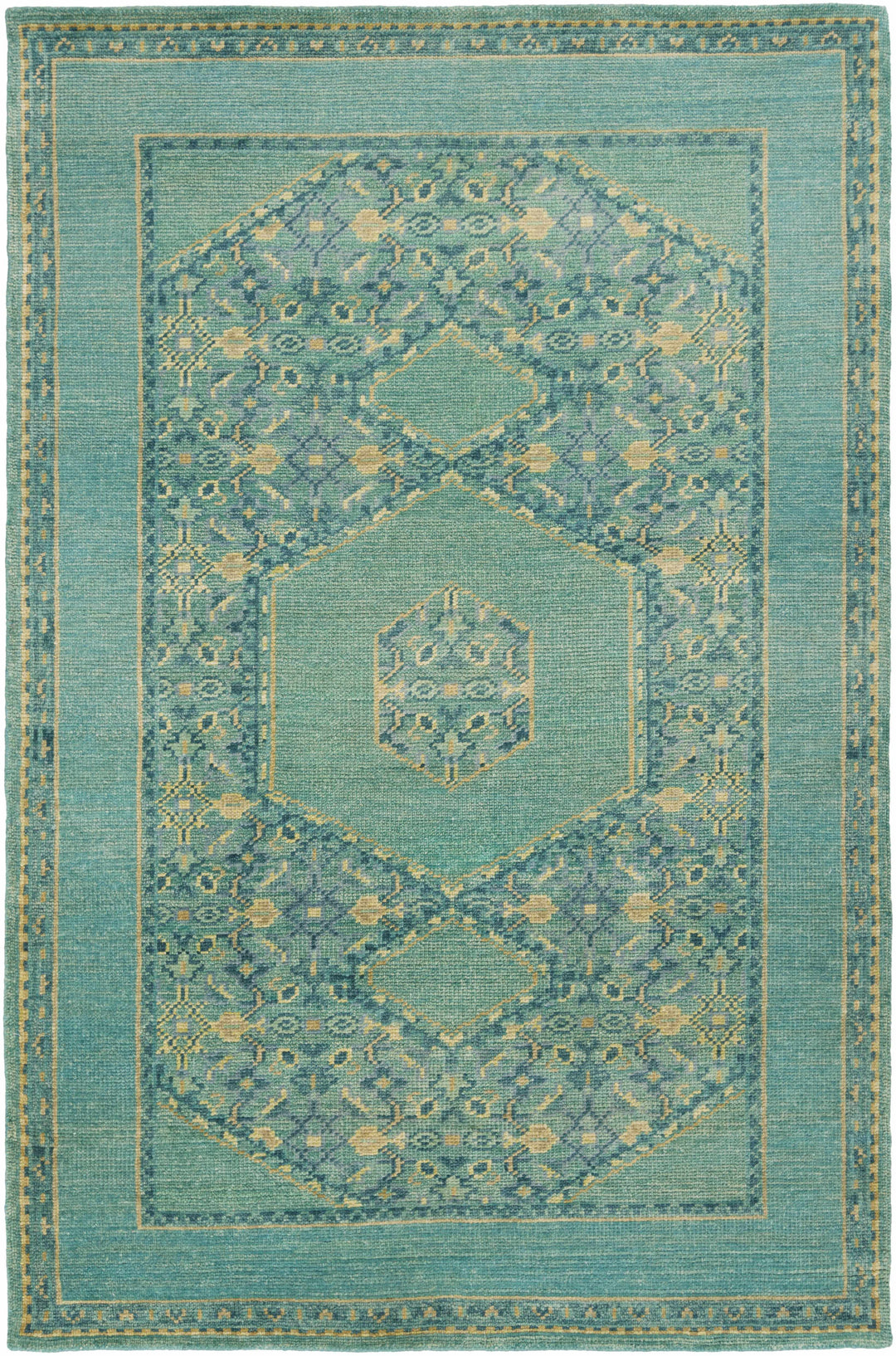 Honesdale Traditional Style Green And Beige Hand Knotted Area Rug