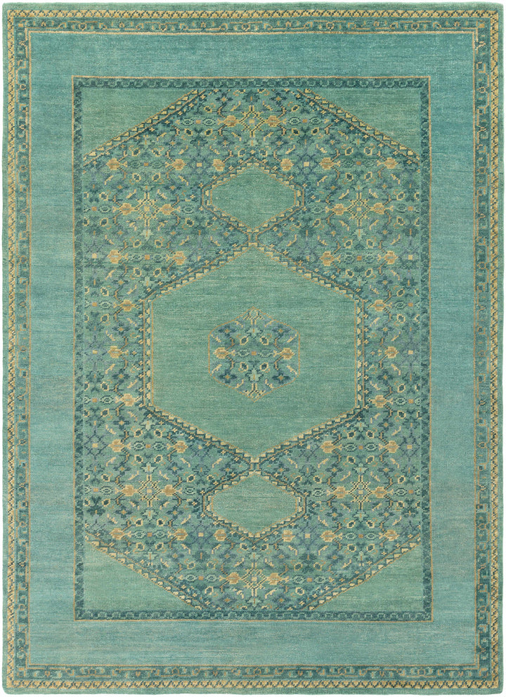 Honesdale Traditional Style Green And Beige Hand Knotted Area Rug