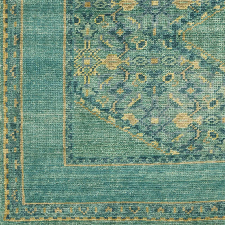 Honesdale Traditional Style Green And Beige Hand Knotted Area Rug