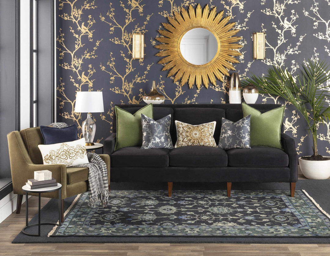 Hopewell Dark Blue Modern Solid Wool Area Rug - The Rug Decor