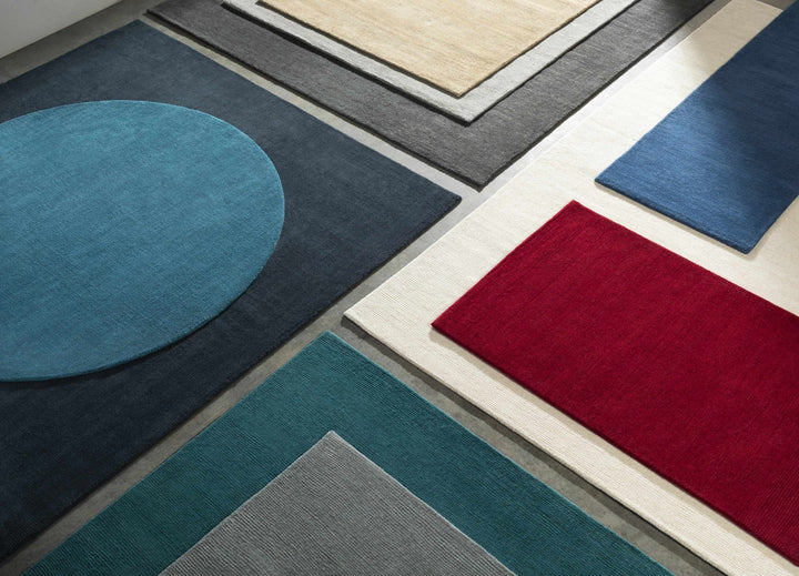 Hopewell Dark Blue Modern Solid Wool Area Rug - The Rug Decor