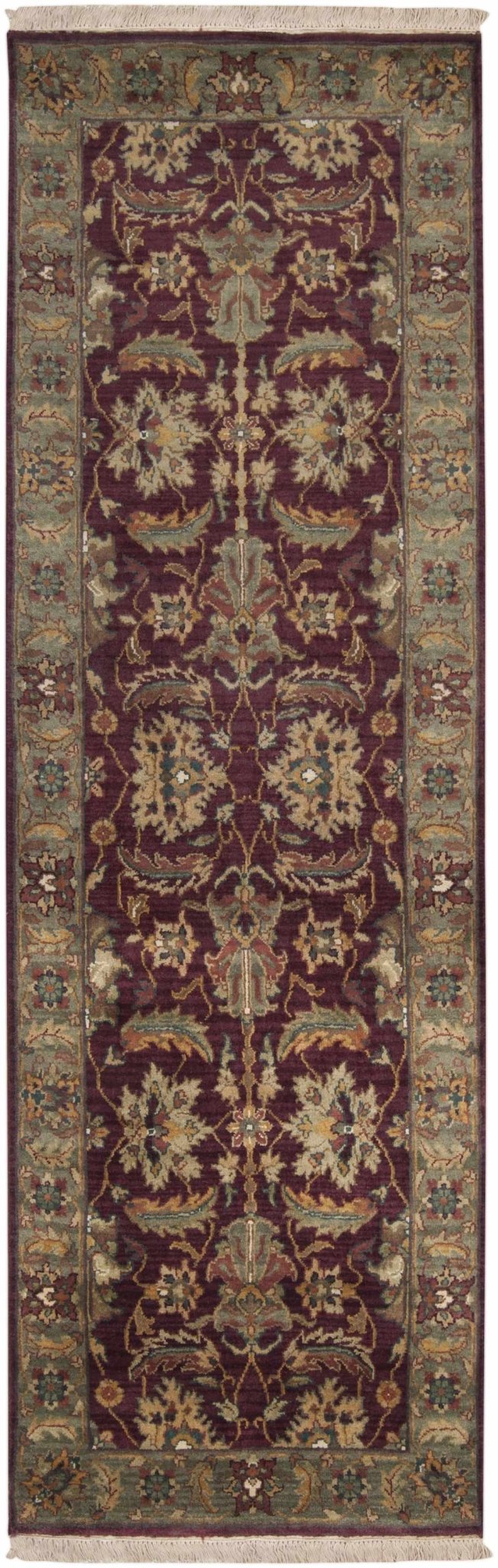 Hornbeak Traditional Style Maroon And Sage Hand Knotted Area Rug - The Rug Decor