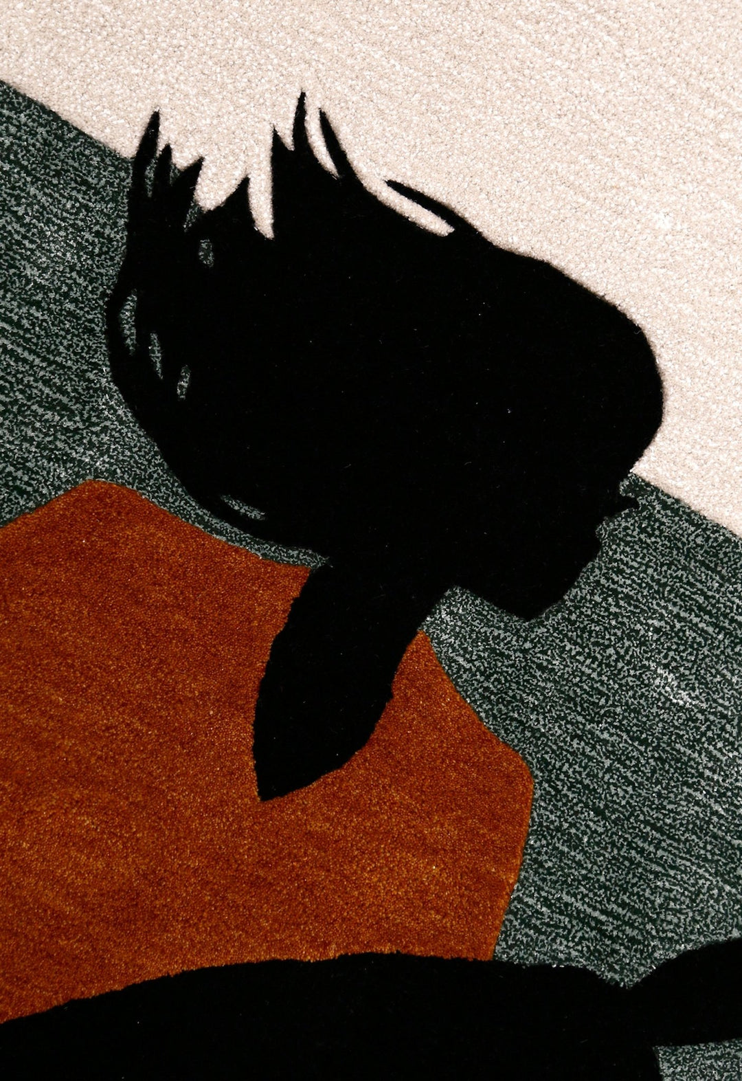 Horse Rider Pattern Beige And Black Hand Tufted 5x8 Wool Rug - The Rug Decor