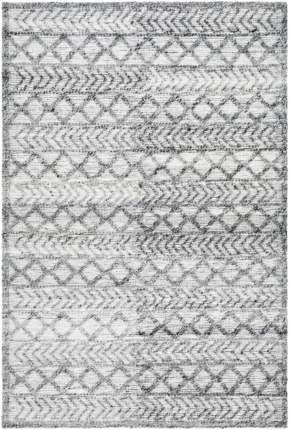 Hosa Modern Geometric Design Gray And Ivory Hand Woven Rug - The Rug Decor