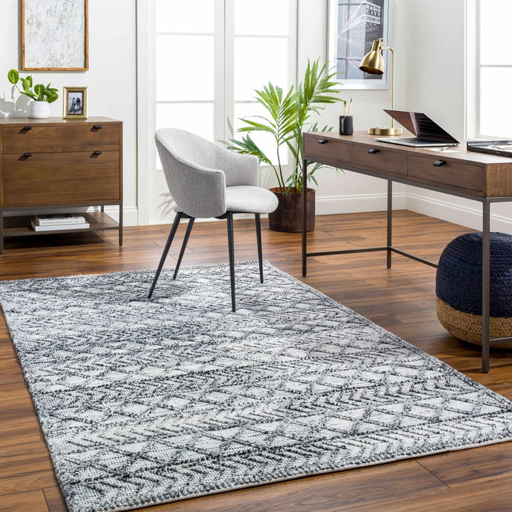 Hosa Modern Geometric Design Gray And Ivory Hand Woven Rug - The Rug Decor