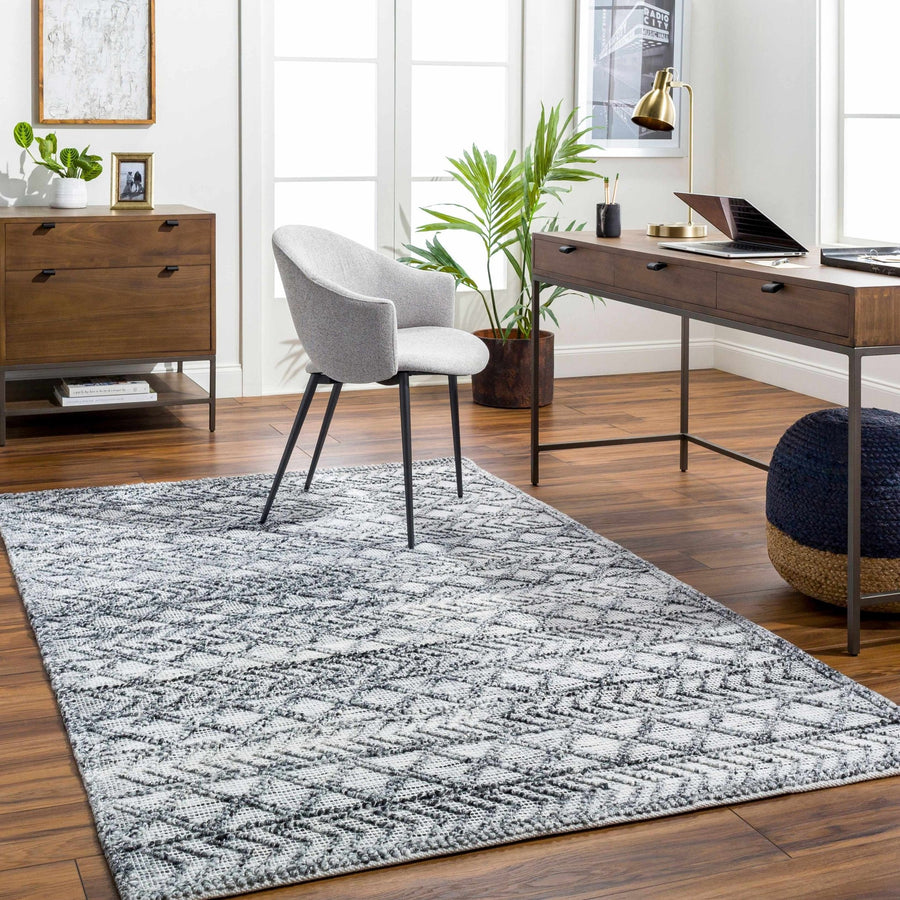 Hosa Modern Geometric Design Gray And Ivory Hand Woven Rug - The Rug Decor
