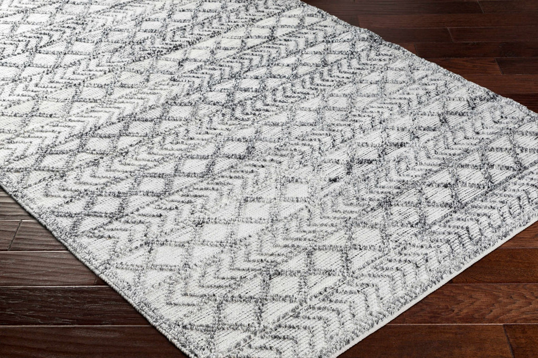 Hosa Modern Geometric Design Gray And Ivory Hand Woven Rug - The Rug Decor