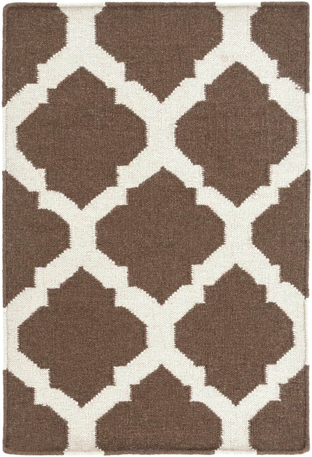Hosford Contemporary Geometrical Brown Hand Woven Wool Area Rug