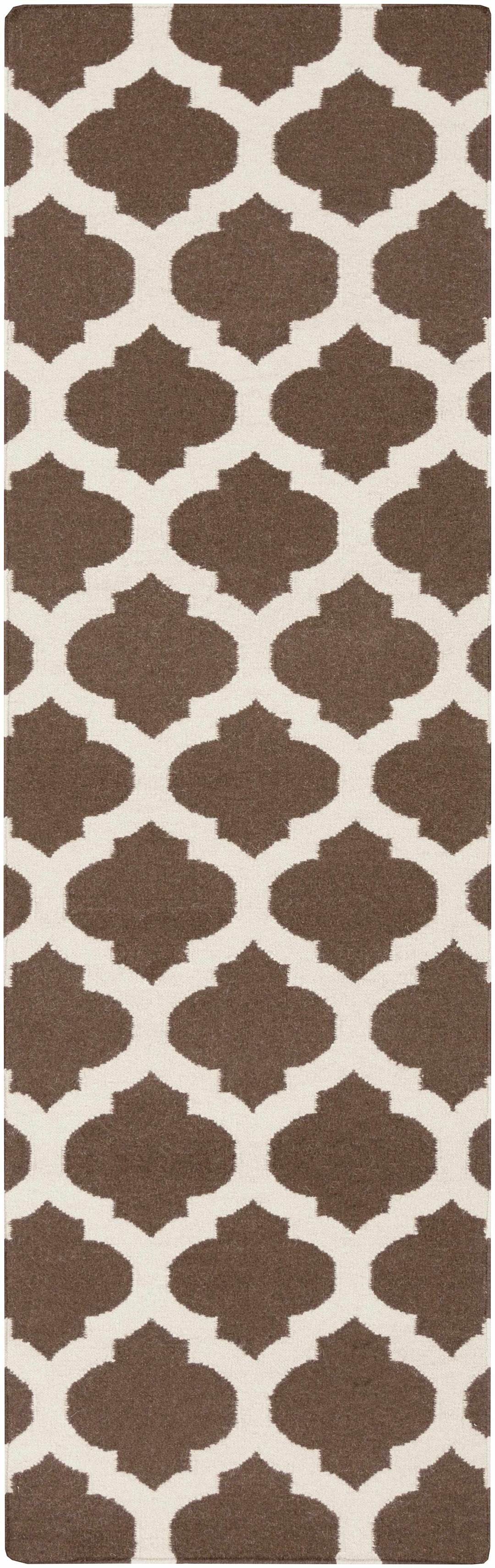 Hosford Contemporary Geometrical Brown Hand Woven Wool Area Rug