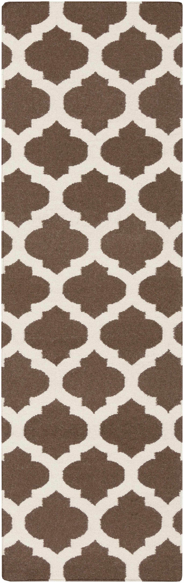 Hosford Contemporary Geometrical Brown Hand Woven Wool Area Rug