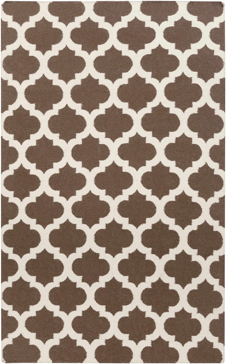 Hosford Contemporary Geometrical Brown Hand Woven Wool Area Rug