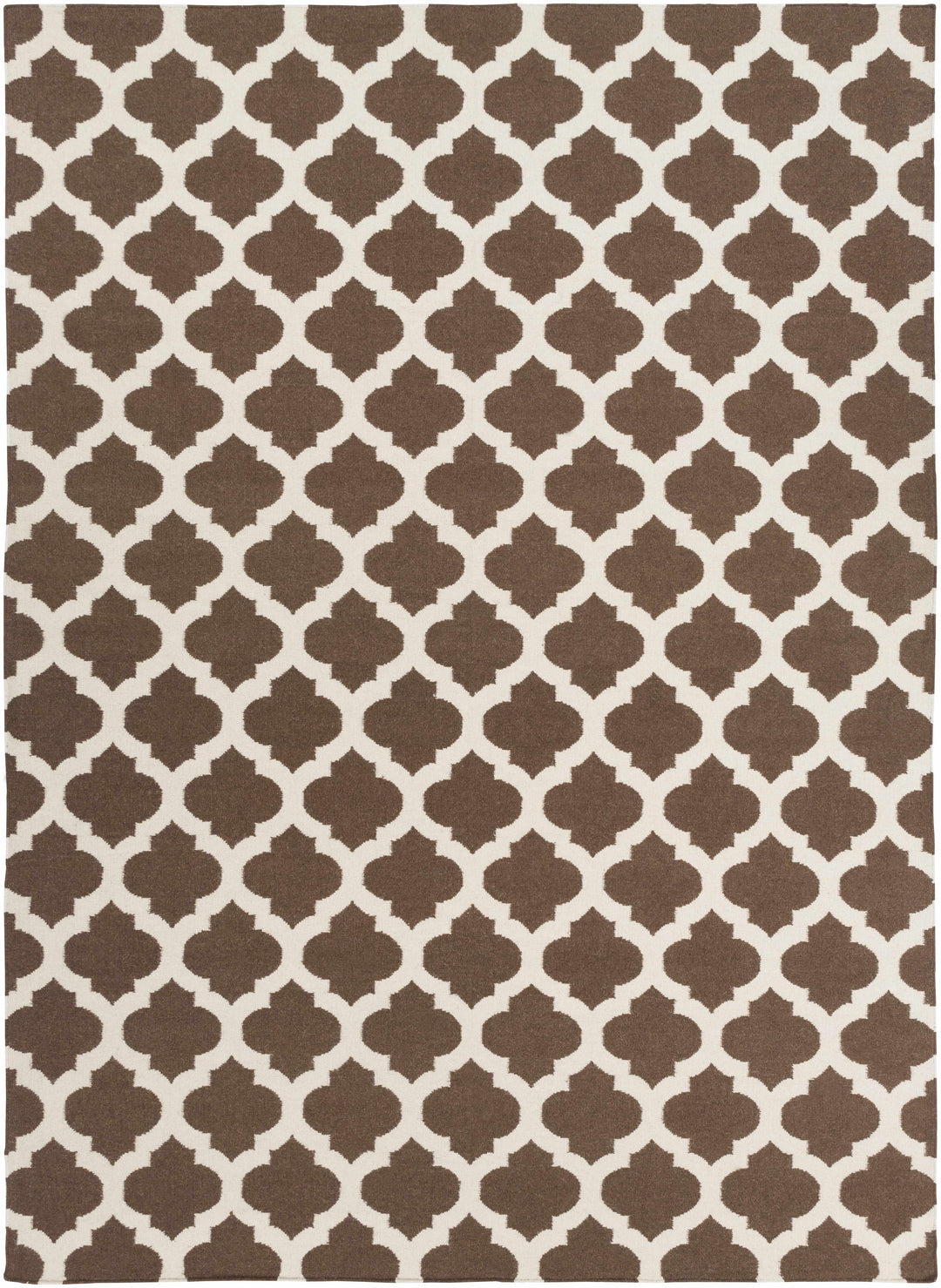 Hosford Contemporary Geometrical Brown Hand Woven Wool Area Rug