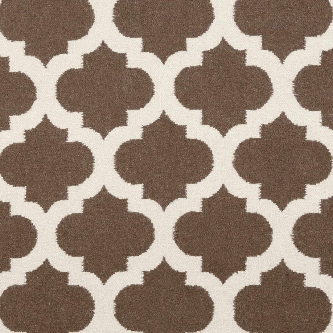Hosford Contemporary Geometrical Brown Hand Woven Wool Area Rug