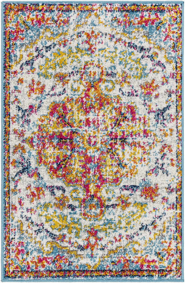 Hosking Traditional Style Ivory And Teal Area Rug - The Rug Decor