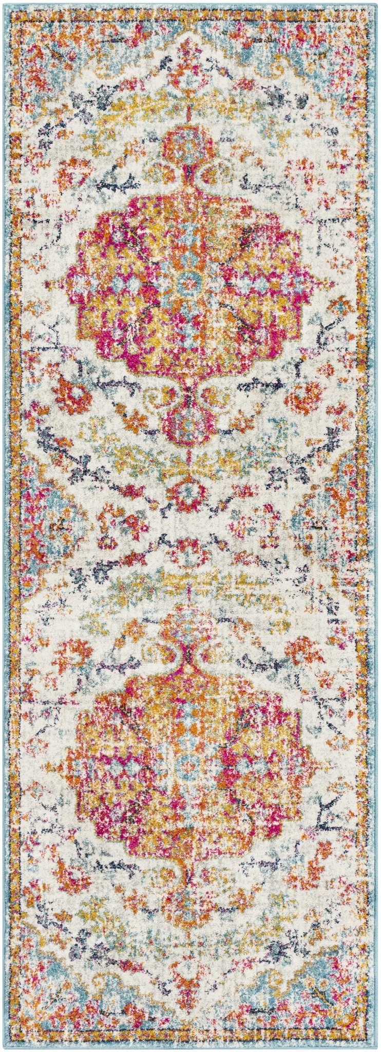 Hosking Traditional Style Ivory And Teal Area Rug - The Rug Decor