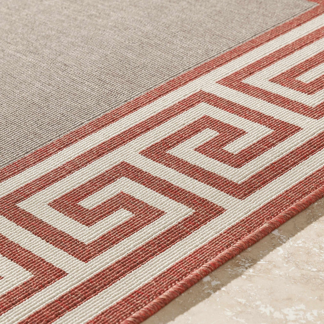 Houtz Contemporary Geometrical Beige And Rust Rug - The Rug Decor