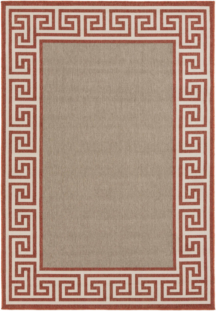Houtz Contemporary Geometrical Beige And Rust Rug - The Rug Decor