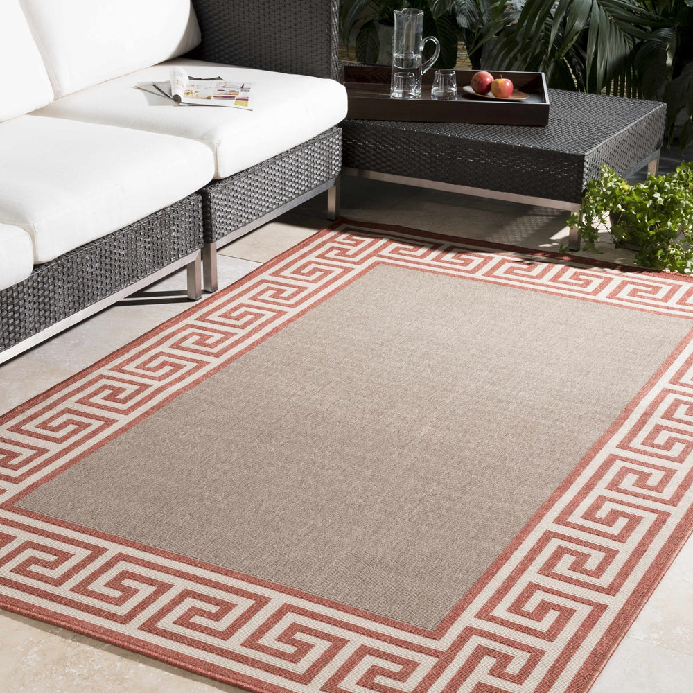 Houtz Contemporary Geometrical Beige And Rust Rug - The Rug Decor