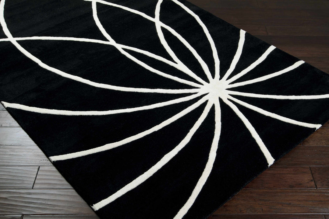 Harlem Black Contemporary Design Hand Tufted Wool Rug