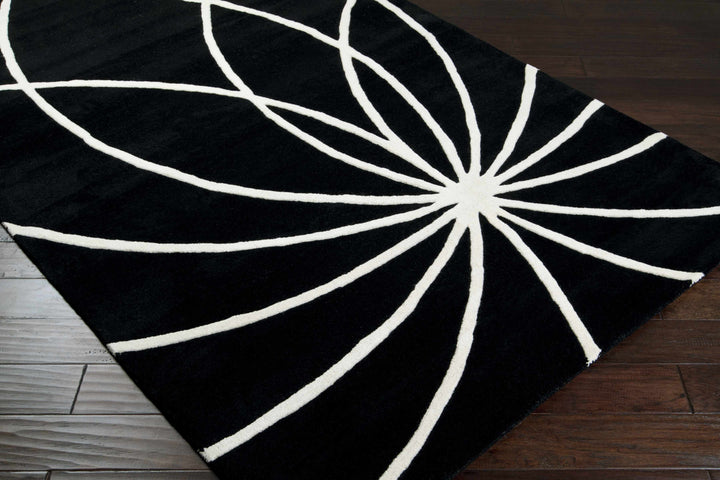 Harlem Black Contemporary Design Hand Tufted Wool Rug