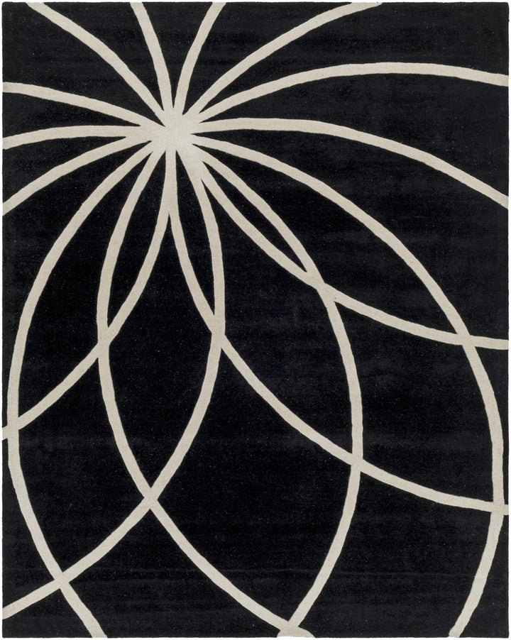 Harlem Black Contemporary Design Hand Tufted Wool Rug