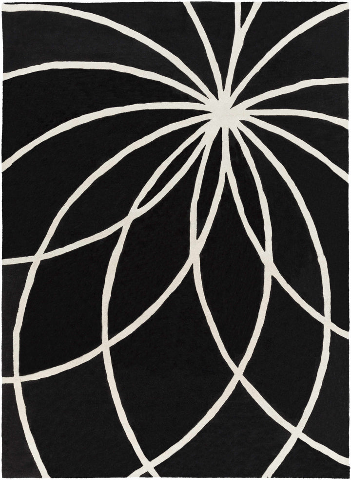 Harlem Black Contemporary Design Hand Tufted Wool Rug