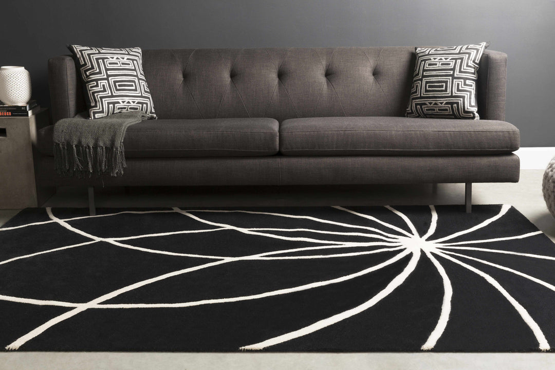 Harlem Black Contemporary Design Hand Tufted Wool Rug