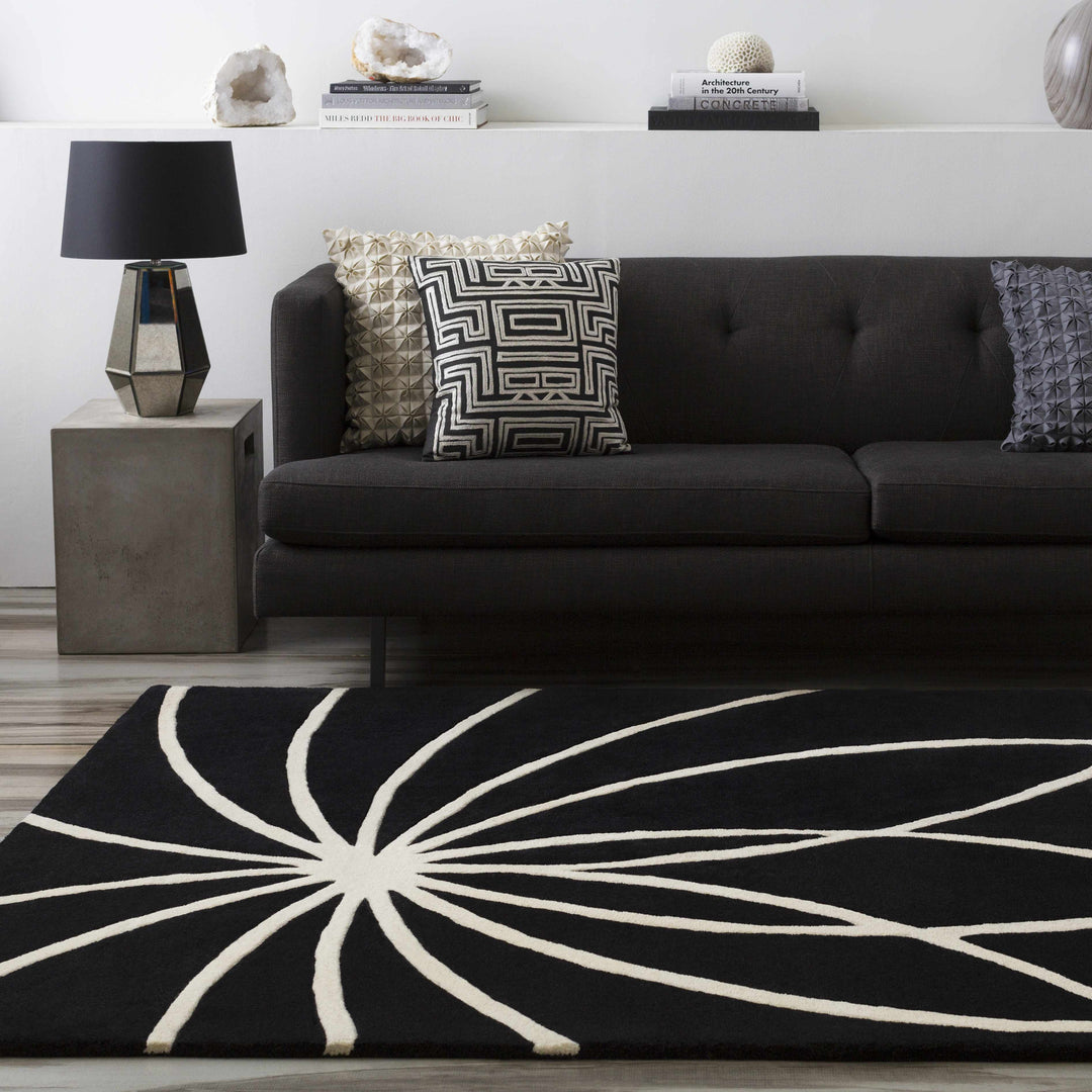 Harlem Black Contemporary Design Hand Tufted Wool Rug