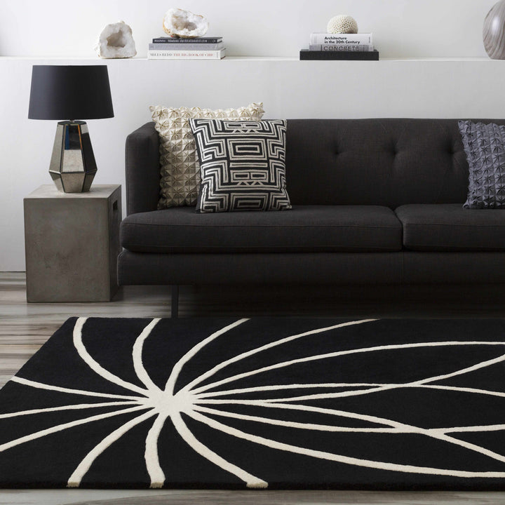 Harlem Black Contemporary Design Hand Tufted Wool Rug