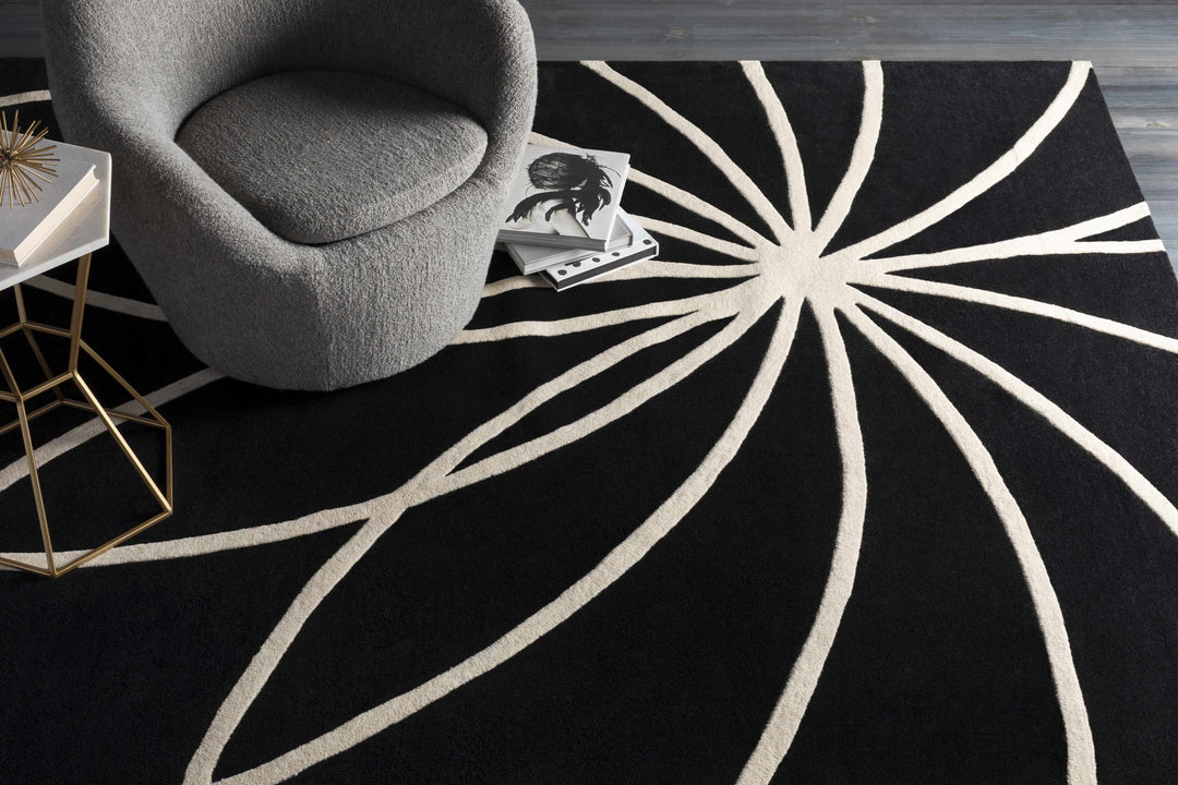 Harlem Black Contemporary Design Hand Tufted Wool Rug