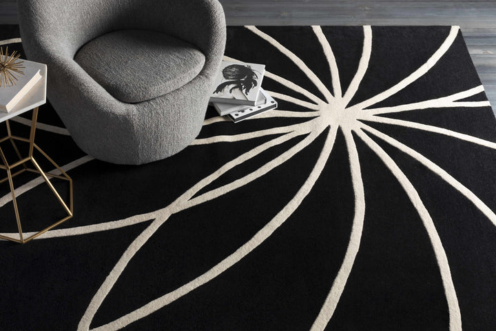Harlem Black Contemporary Design Hand Tufted Wool Rug