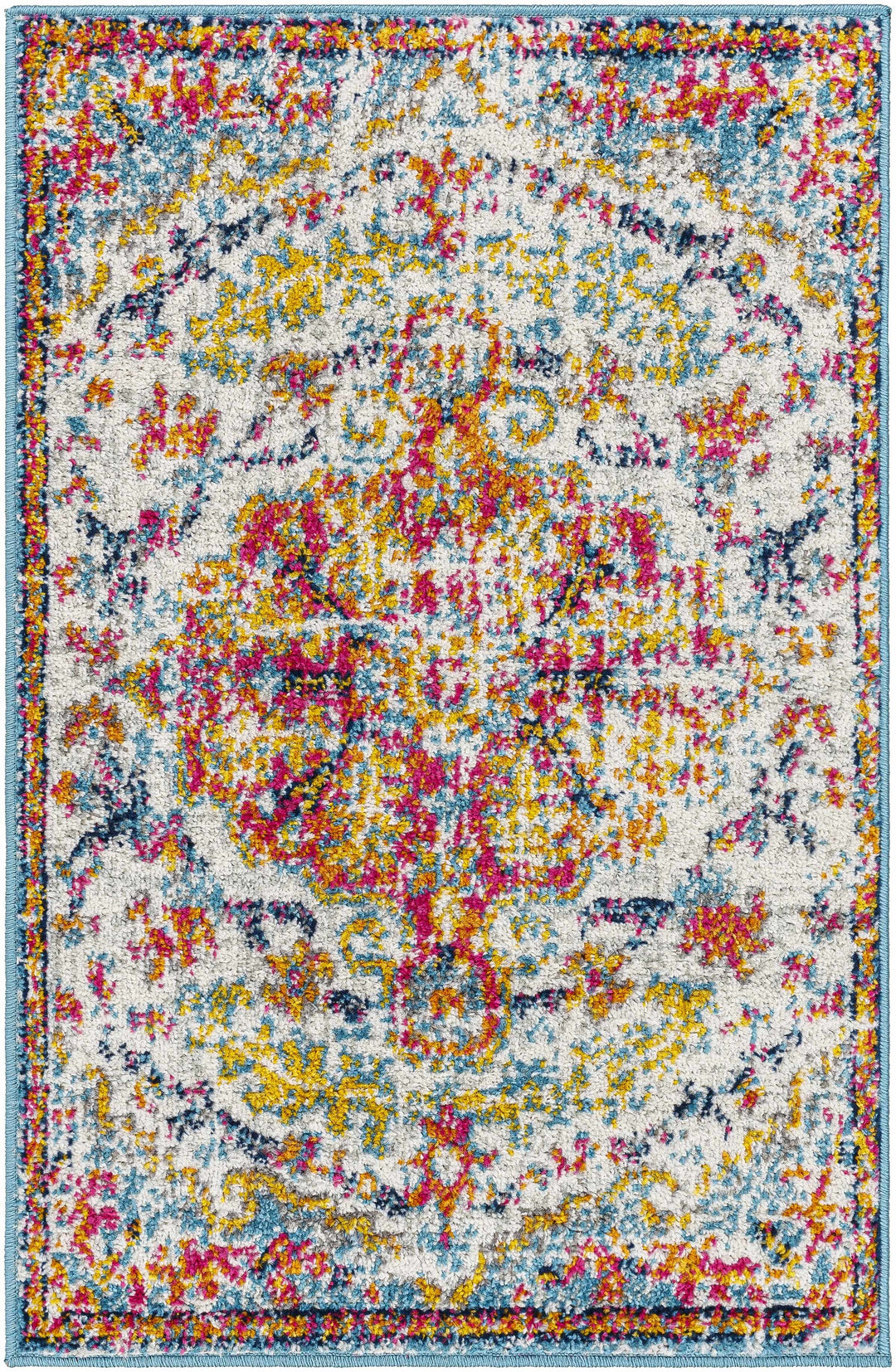 Hosking Traditional Style Ivory And Teal Area Rug