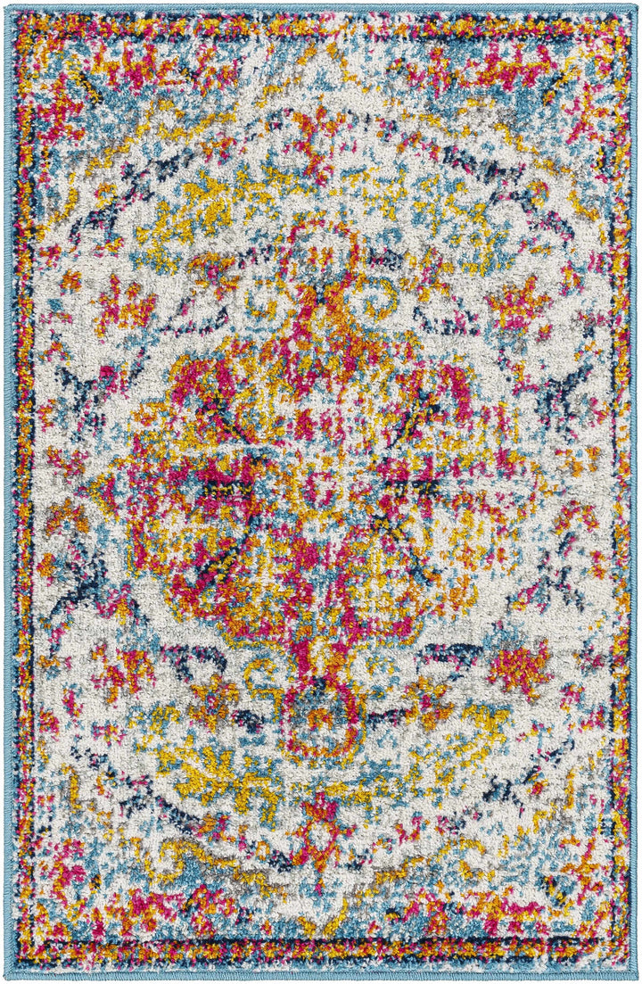 Hosking Traditional Style Ivory And Teal Area Rug