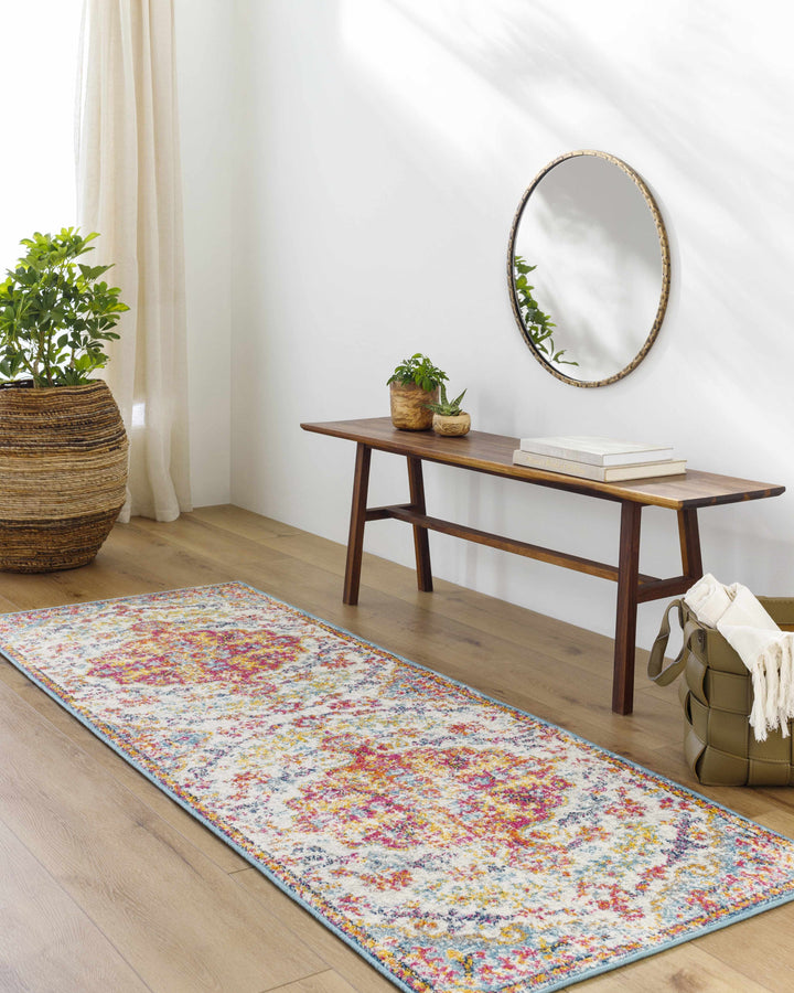 Hosking Traditional Style Ivory And Teal Area Rug